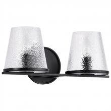 60/8252 - Valentine; 2 Light Vanity; Black Finish; Hammered Glass