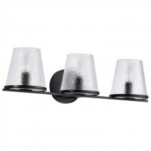  60/8253 - Valentine; 3 Light Vanity; Black Finish; Hammered Glass