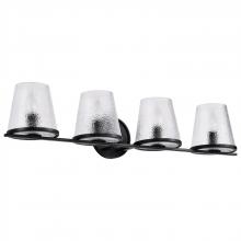  60/8254 - Valentine; 4 Light Vanity; Black Finish; Hammered Glass