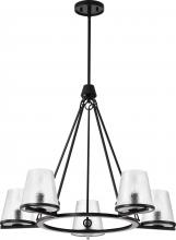  60/8258 - Valentine; 5 Light Chandelier; Black Finish; Hammered Glass