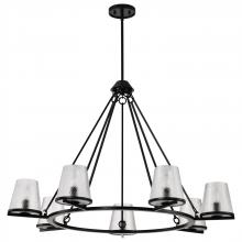  60/8259 - Valentine; 7 Light Chandelier; Black Finish; Hammered Glass