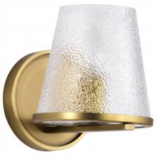  60/8261 - Valentine; 1 Light Vanity; Vintage Brass Finish; Hammered Glass
