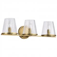  60/8263 - Valentine; 3 Light Vanity; Vintage Brass Finish; Hammered Glass