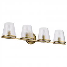  60/8264 - Valentine; 4 Light Vanity; Vintage Brass Finish; Hammered Glass
