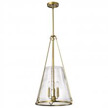  60/8267 - Valentine; Large Pendant; Vintage Brass Finish; Hammered Glass