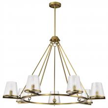  60/8269 - Valentine; 7 Light Chandelier; Vintage Brass Finish; Hammered Glass