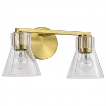  60/8342 - Gianna; 2 Light Vanity; Vintage Brass Finish; Clear Glass