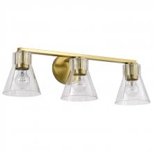  60/8343 - Gianna; 3 Light Vanity; Vintage Brass Finish; Clear Glass