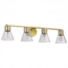  60/8344 - Gianna; 4 Light Vanity; Vintage Brass Finish; Clear Glass