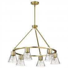  60/8345 - Gianna; 6 Light Chandelier; Vintage Brass Finish; Clear Glass