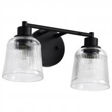  60/8602 - Grayson; 2 Light Vanity; Matte Black Finish; Clear Ribbed Glass