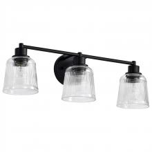  60/8603 - Grayson; 3 Light Vanity; Matte Black Finish; Clear Ribbed Glass
