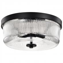  60/8608 - Grayson; Small Flush Mount; Matte Black Finish; Clear Ribbed Glass