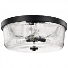  60/8609 - Grayson; Large Flush Mount; Matte Black Finish; Clear Ribbed Glass