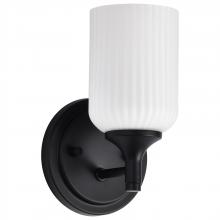  60/8641 - Solara; 1 Light Wall Sconce; Matte Black Finish; Frosted Ribbed Glass