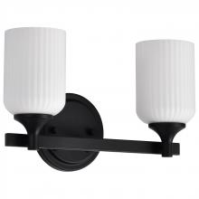  60/8642 - Solara; 2 Light Vanity; Matte Black Finish; Frosted Ribbed Glass