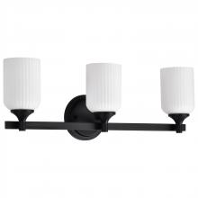  60/8643 - Solara; 3 Light Vanity; Matte Black Finish; Frosted Ribbed Glass