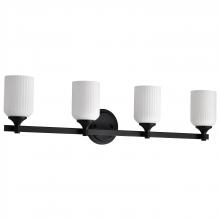  60/8644 - Solara; 4 Light Vanity; Matte Black Finish; Frosted Ribbed Glass