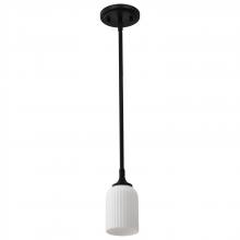  60/8645 - Solara; Mini Pendant; Matte Black Finish; Frosted Ribbed Glass