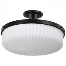  60/8647 - Solara; Semi Flush Mount; Matte Black Finish; Frosted Ribbed Glass