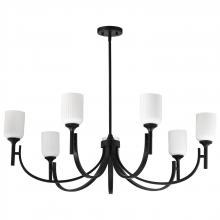  60/8651 - Solara; 7 Light Chandelier; Matte Black Finish; Frosted Ribbed Glass