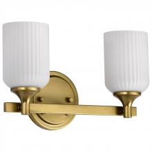  60/8662 - Solara; 2 Light Vanity; Natural Brass Finish; Frosted Ribbed Glass