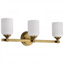  60/8663 - Solara; 3 Light Vanity; Natural Brass Finish; Frosted Ribbed Glass