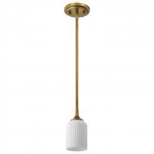  60/8665 - Solara; Mini Pendant; Natural Brass Finish; Frosted Ribbed Glass