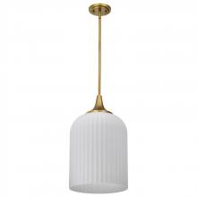  60/8666 - Solara; Pendant; Natural Brass Finish; Frosted Ribbed Glass