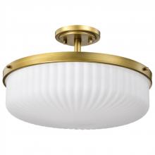  60/8667 - Solara; Semi Flush Mount; Natural Brass Finish; Frosted Ribbed Glass