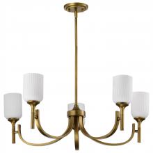  60/8670 - Solara; 5 Light Chandelier; Natural Brass Finish; Frosted Ribbed Glass