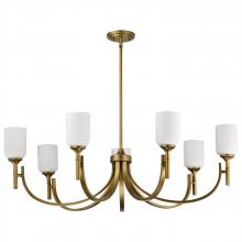  60/8671 - Solara; 7 Light Chandelier; Natural Brass Finish; Frosted Ribbed Glass