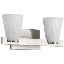  60/8722 - Royale; 2 Light Vanity; Burnished Brass Finish; Ribbed White Glass