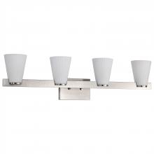  60/8724 - Royale; 4 Light Vanity; Burnished Brass Finish; Ribbed White Glass