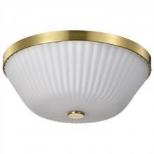  60/8725 - Royale; 3 Light Flush Mount; Burnished Brass Finish; Ribbed White Glass