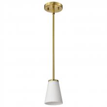  60/8727 - Royale; Mini Pendant; Burnished Brass Finish; Ribbed White Glass