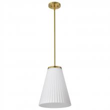  60/8728 - Royale; Large Pendant; Burnished Brass Finish; Ribbed White Glass