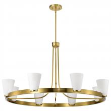  60/8729 - Royale; 8 Light Chandelier; Burnished Brass Finish; Ribbed White Glass