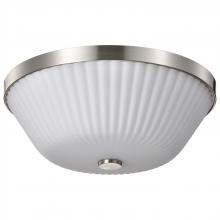  60/8735 - Royale; 3 Light Flush Mount; Brushed Nickel Finish; Ribbed White Glass