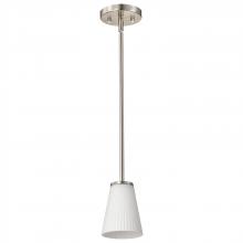  60/8737 - Royale; Mini Pendant; Brushed Nickel Finish; Ribbed White Glass