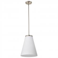  60/8738 - Royale; Large Pendant; Brushed Nickel Finish; Ribbed White Glass