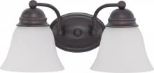  62/1022 - 2 Light - Empire LED 15" Vanity Wall Fixture - Mahogany Bronze Finish - Frosted Glass - Lamps