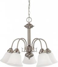  62/1115 - 5 Light - Ballerina LED Chandelier - Brushed Nickel Finish - Frosted Glass - Lamps Included