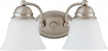  62/1122 - 2 Light - Empire LED 15" Vanity Wall Fixture - Brushed Nickel Finish - Frosted Glass - Lamps