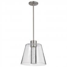  62/2192 - Aura; 12 Inch LED Pendant; Brushed Nickel; K9 Bubble Crystal; 3000K CCT
