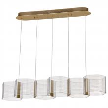 62/2405 - Kenzo; LED 6 Light Island Pendant; Polished Anodized Bronze Finish; Light Guide Panel