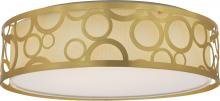  62/986R1 - LED Decor - 15" Filigree Flush with White Fabric Shade - Natural Brass Finish