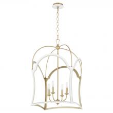  8217-4-0880 - Tiffany 4 Light Lantern, Studio White, Aged Brass