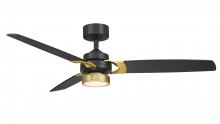  FP7634BLBS - Amped 52 inch Indoor Ceiling Fan with LED Light Kit - Black and Brass with Black blades