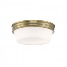  5912-AN-MO - Galen 14'' Wide 3-Light Flush Mount - Antique Brass